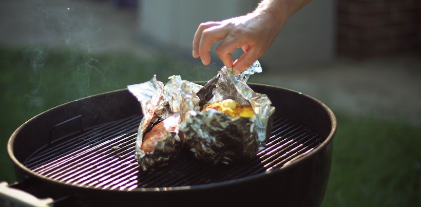 Grilling a fish on foil