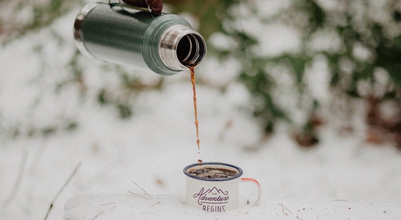 Dramatic pour from a thermos