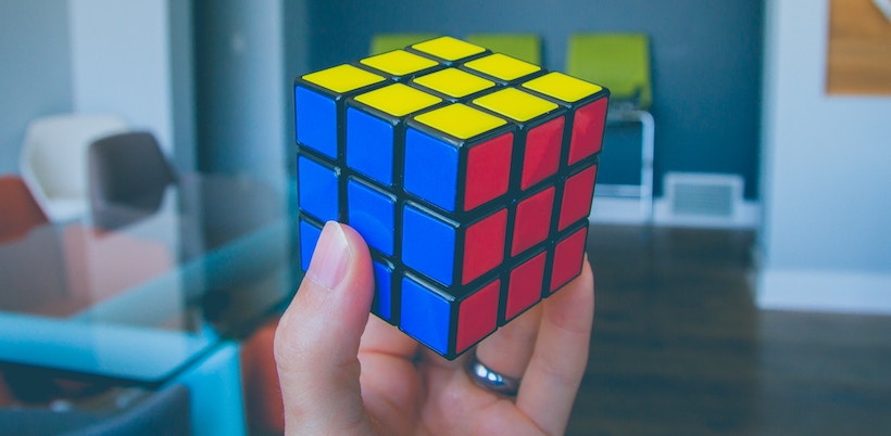Rubik's Cube in lady's hand