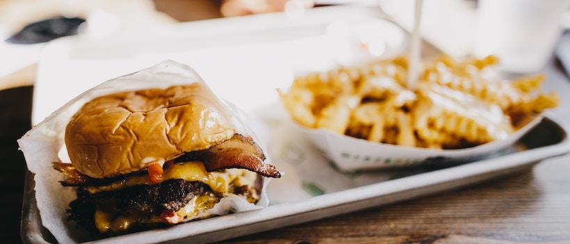 Cheeseburger with bacon and perfect bun  and Fries