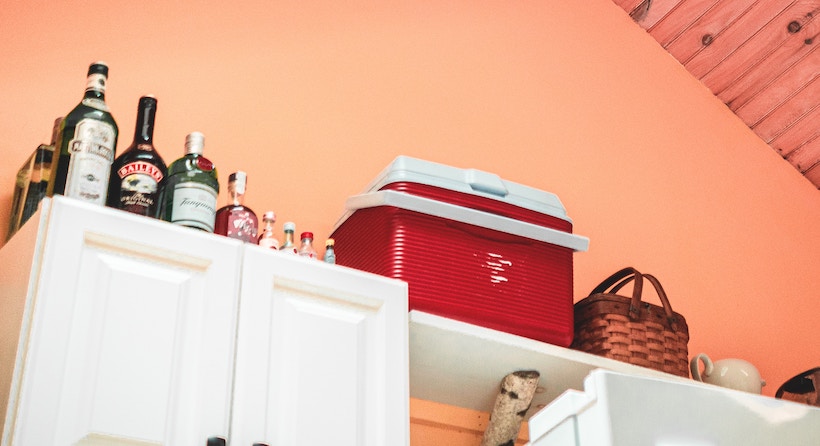 Cooler on Shelf with Alcohol