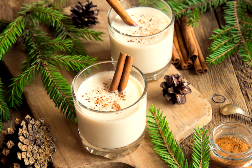 Eggnog with cinnamon for Christmas and winter holidays