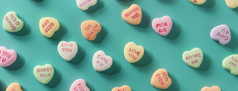 Colorful Candy Conversation Hearts for Valentine's Day