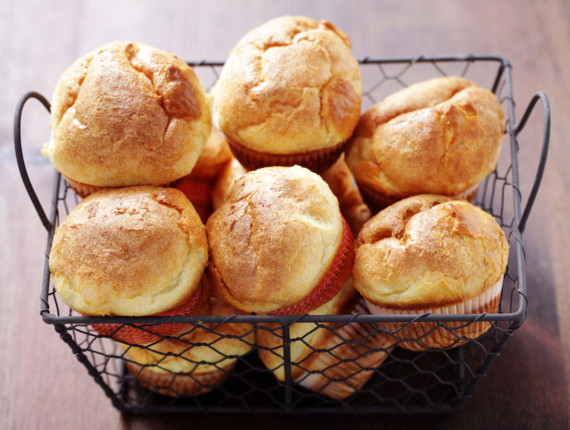 homemade crunchy popovers in a basket