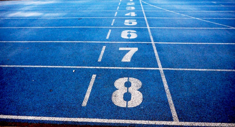 Running track with numbers