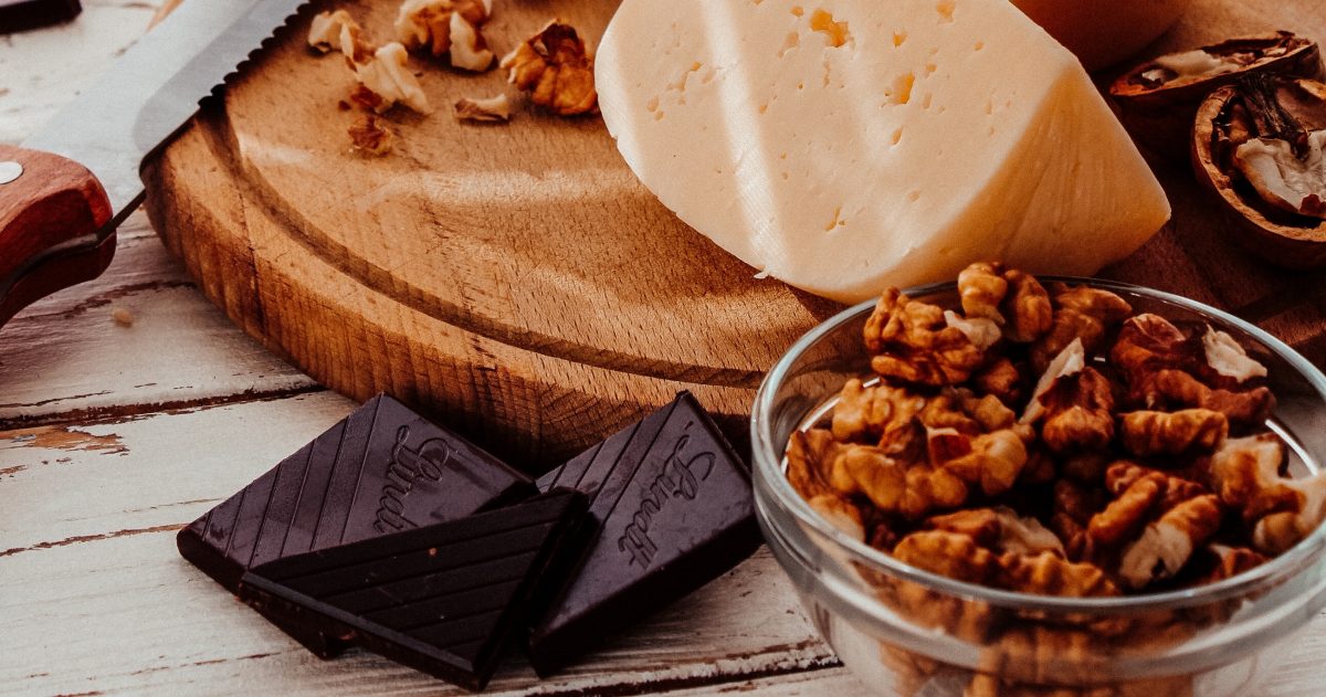 Cheese, chocolate, and nuts