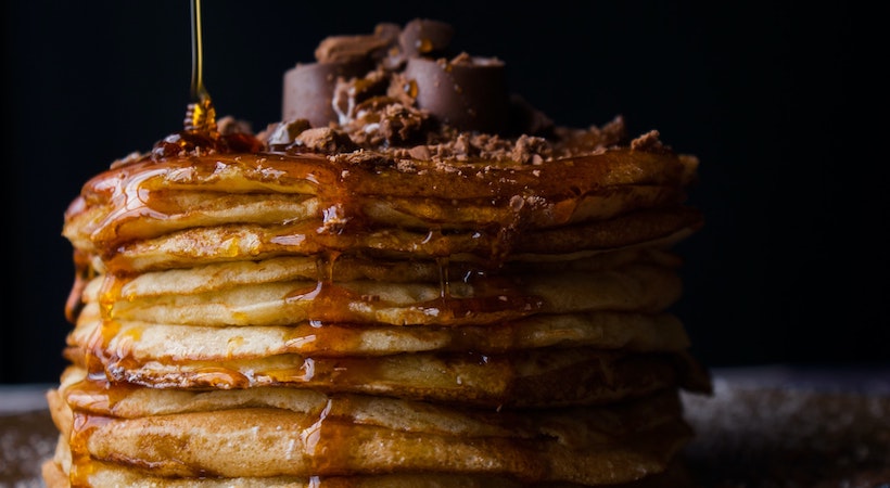 Pancakes with Chocolate and Maple Syrup