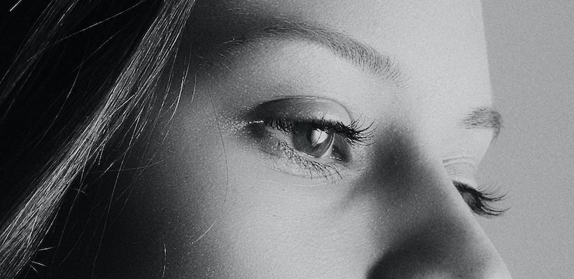 Woman eyes black and white