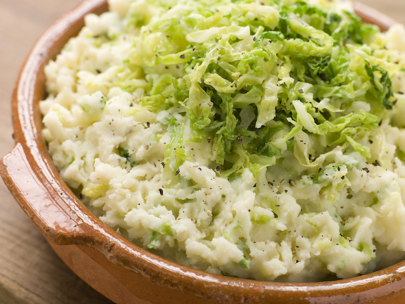 Dish of colcannon in 3/4 profile