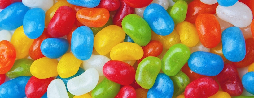 Scattered jelly beans in a pile