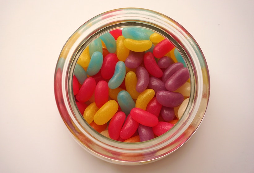 Jelly beans in a glass jar